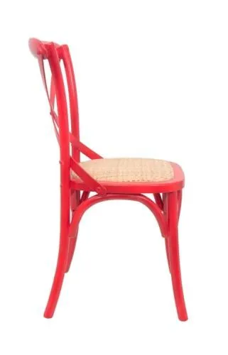 Стул венский CROSS BACK RED красный массив, ротанг фото 2