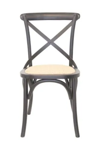 Стул венский CROSS BACK BLACK черный массив, ротанг