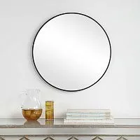 Зеркало настенное круглое в металлической раме черного цвета Round Black Uttermost Ø 61 см