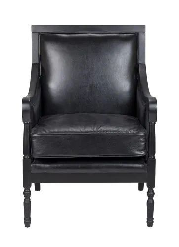 Кресло Colin black leather натуральная кожа черного цвета 98*73*66 см