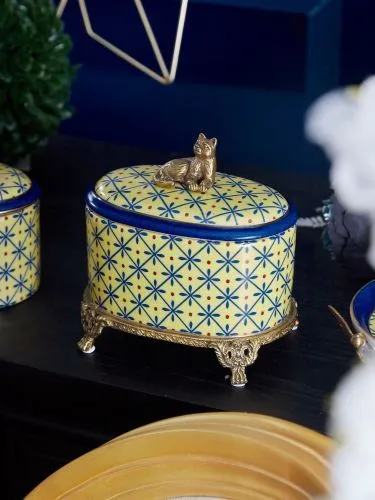 Шкатулка на ножках с кошечкой 13х9х12см фото 3