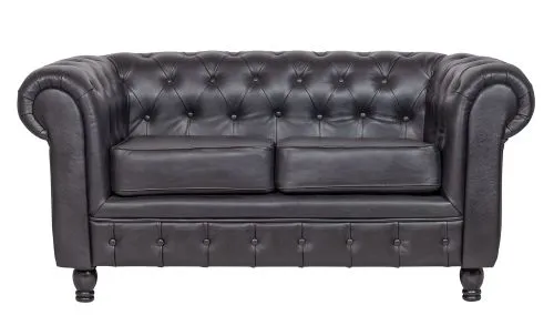 Кожаный диван Chesterfield black натуральная черная кожа, 77*85*157 см