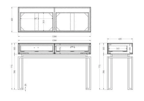 KFG058 Консоль черная 2 ящика  120*42*77см фото 7