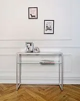 Консоль с полкой и стеклянной столешницей 80*31*101 см