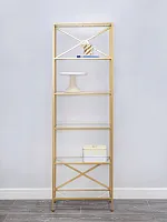 Стеллаж Равена из металла, золото 175*25*55 см