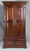 MB09 Шкаф платяной двустворчатый из массива дерева, темный орех 195*60*110 см