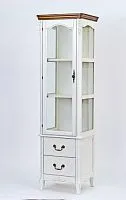 Витрина однодверная в стиле прованс White Rose 185*45*53 см / белый с эффектом старения