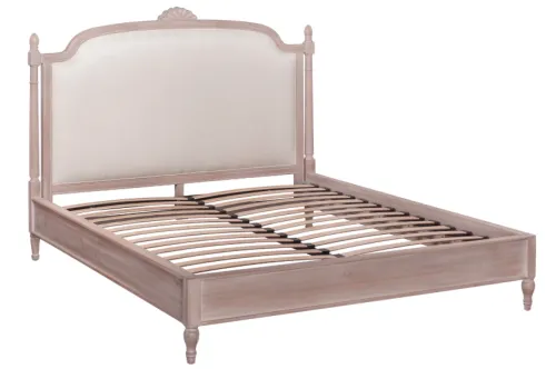 Кровать двуспальная с мягким изголовьем Leysa 160*200 см, бежевый фото 2