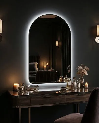 Arch M LED Black Зеркало в раме с подсветкой фото 2