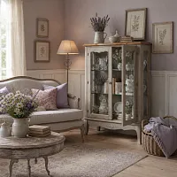 Шкаф-витрина Belveder ST9318-GREY 105*37*80 см, серый
