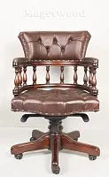 12027 BROWN Кабинетное кресло на колесиках 88x62x60 см, натуральная коричневая кожа