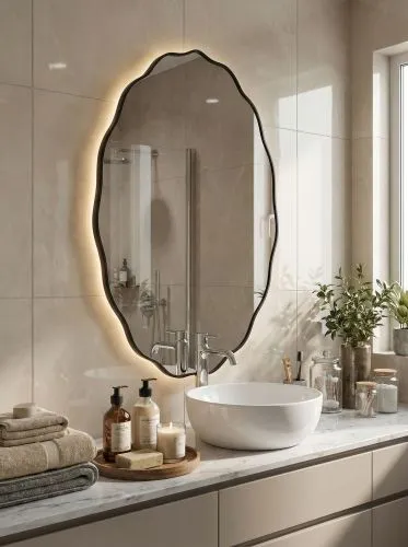 Fancy Oval LED Black Зеркало в раме с подсветкой фото 2
