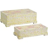 Шкатулки с отделкой раковинами устриц, набор 2 предмета 40х22х14; 34х15х9см