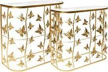 Консоли с белым мрамором, набор 2 предмета 80x32x69; 68x28x63см