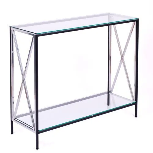 Консольный стол 1031-CB_S clear черный муар, серебряный AllConsoles 100x35x80