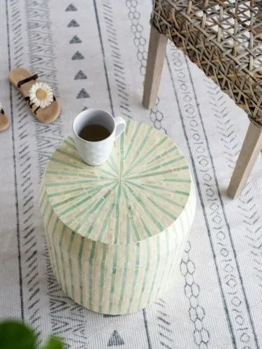 Столик акцентный из раковин устриц 35x35x45см фото 19