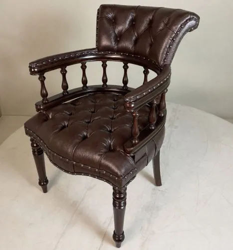 Кожаное кресло руководителя 12028 BROWN (коричневое) из массива дерева Фото фото 3