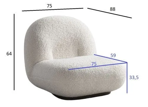 87YY-21045 Кресло Альбано (Albano) иск.мех белый 75*88*64см фото 4