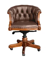 Кресло кабинетное кожаное на колесах 16340 BROWN, коричневый