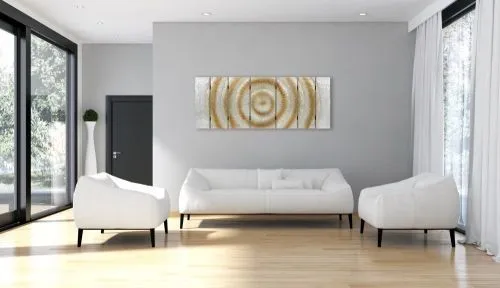 Панно Солнце 60*4*160 см из фрезерованного МДФ, серебристо-золотой