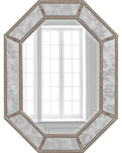 Зеркало настенное в раме Ньюпорт Florentine Silver/19, серебро фото 2