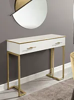 Консольный стол с ящиком в стиле модерн, белый с золотом 82*41*102 см