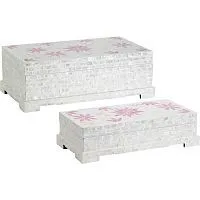 Шкатулки с отделкой раковинами устриц, набор 2 предмета 40х22х14; 34х15х9см