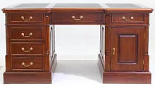 Письменный двухтумбовый стол W010-D BROWN из массива махагони 160 см