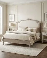 Кровать двуспальная с мягким изголовьем Leysa 160*200 см, бежевый					