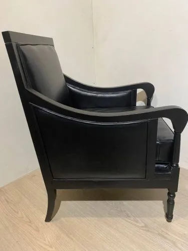 Кресло Colin black leather натуральная кожа черного цвета 98*73*66 см фото 8