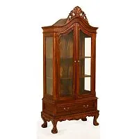 A006 Витрина Чиппендейл с деревянными полками, тёмный орех 185*45*90 см