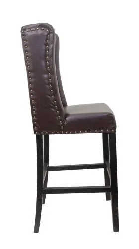 Стул мягкий барный Skipton brown, коричневая кожа фото 5