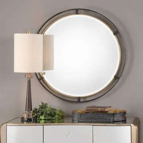 Круглое настенное зеркало в раме Carrizo Uttermost Ø 91 см