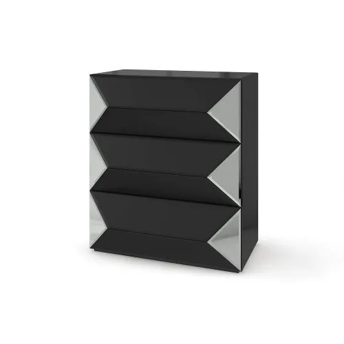 Комод зеркальный Роял big black, черный матовый 93*49*80 см