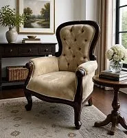 Кресло в стиле Королевы Анны из массива 75х65х110 см, темный орех SF13 BEIGE					