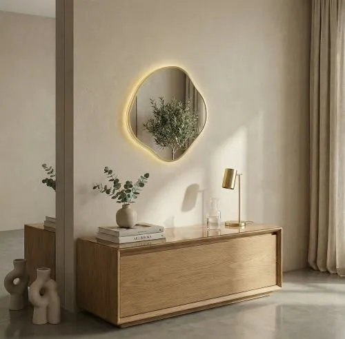 Organic M LED Gold Зеркало в раме с подсветкой фото 2