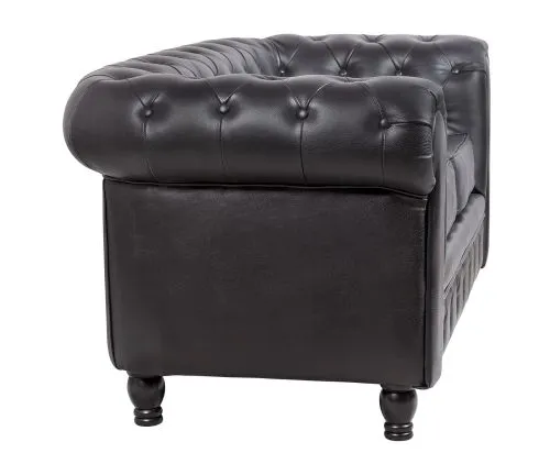 Кожаный диван Chesterfield black натуральная черная кожа, 77*85*157 см фото 6