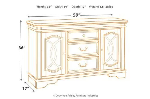 D743-60 Комод / буфет Realyn, Ashley Furniture 150х43 h=93 см фото 4