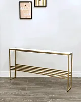 Консоль с мраморной столешницей, металл золото 62*20*122 см