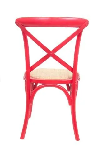 Стул венский CROSS BACK RED красный массив, ротанг фото 3