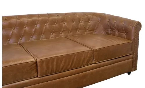 Трехместный кожаный диван Karo Brown leather 3S, 184х76х74 см фото 4