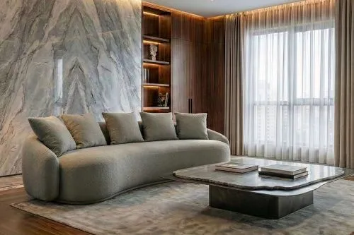 58DB-24056 Стол журнальный Травертин (Travertine) 120*120*29см фото 7