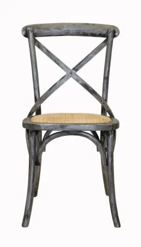 Стул венский CROSS BACK SILVER серебро массив, ротанг