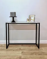 Консоль из черного металла с белым МДФ, 80*31*101 см
