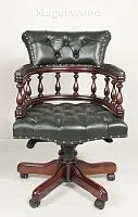 12027 GREEN Кабинетное кресло на колесиках 88x62x60 см, натуральная зеленая кожа