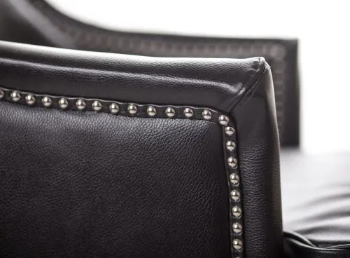 Кресло кожаное с ушами Chester black leather фото 2