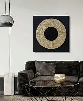 Картина 100*4*100 см | Интерьерное панно с объемными элементами, покрытыми золотистой фольгой