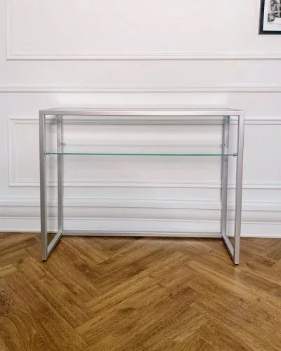 Консоль с полкой и стеклянной столешницей 80*31*101 см фото 2
