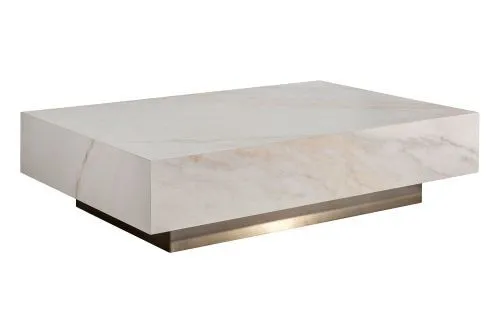 57EL-93601 Стол журнальный АГАТ (AGATE) светлый керамический 120*80*29см фото 9