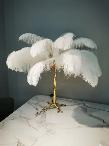 Лампа настольная с перьями  FEATHER LAMP, Цвет: белый фото 2